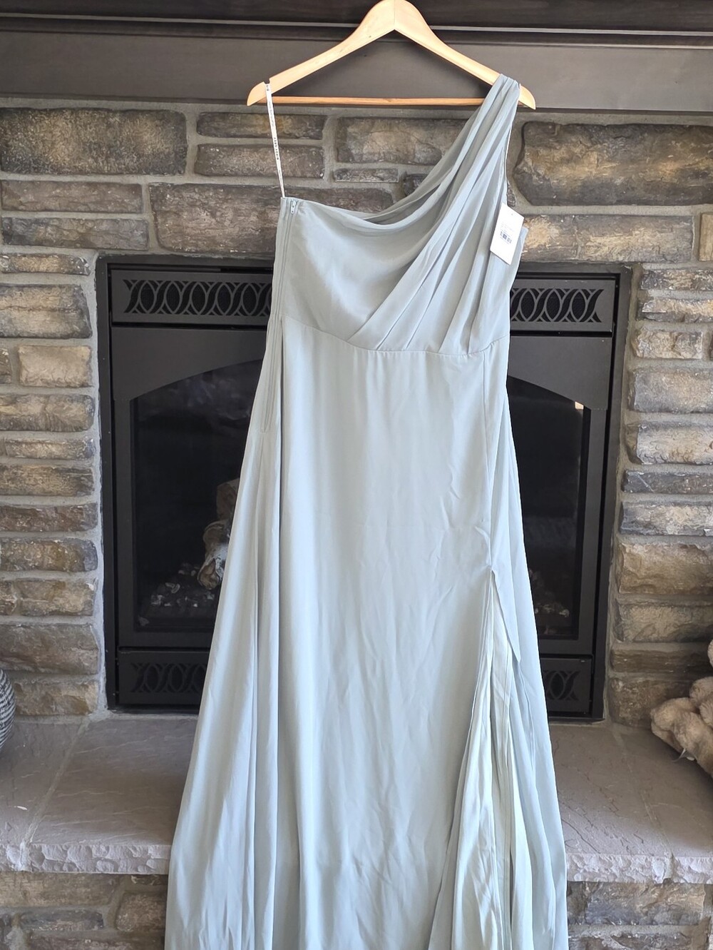 Birdy Grey Kira One-Shoulder Sage Green Bridesmaid Dress Size XXL